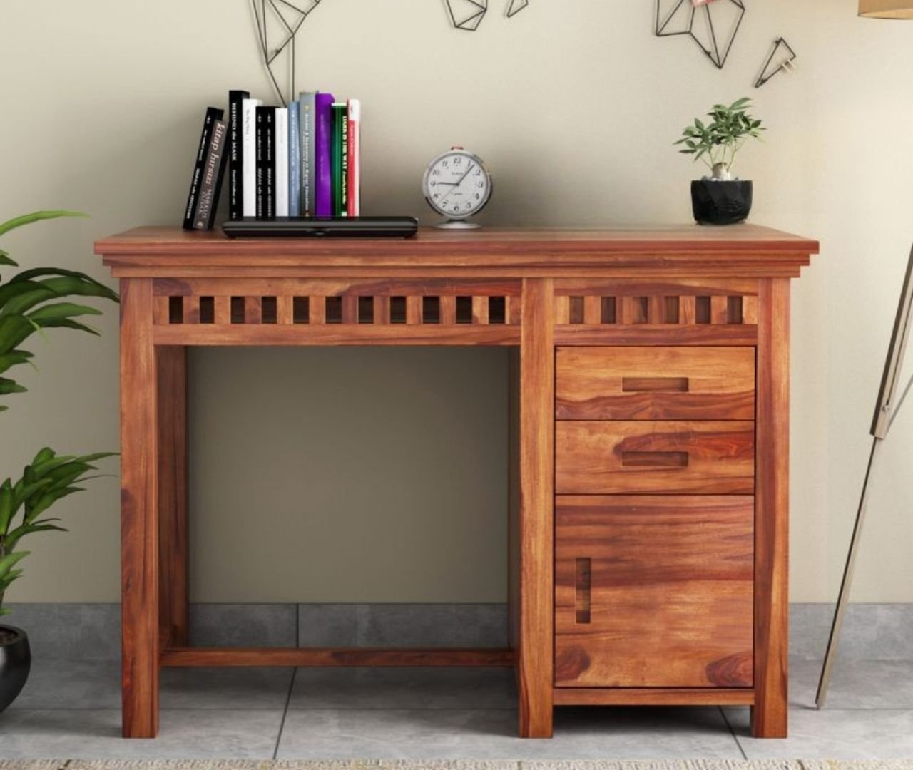 Alder Workstation with Pull Out Drawers and Cabinet